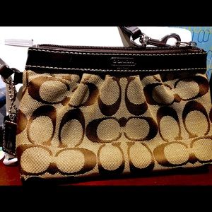 Coach brown wristlet